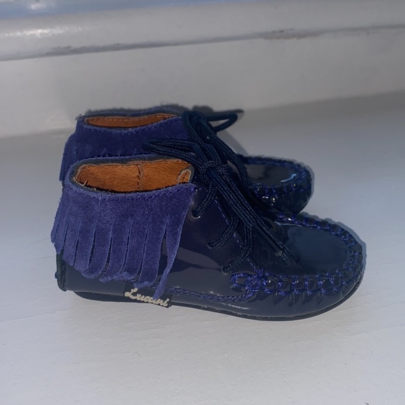 Luccini Patent Leather Seude Boys Booties Shoes - Picture 2 of 6